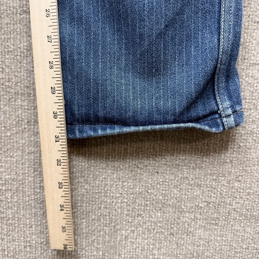 1980s Jeans Womens 26 Blue High Rise Straight Leg Pinstripe Denim Retro